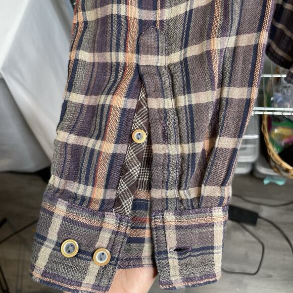 Carbon 2 Cobalt Men's Brown Plaid‎ Button Up Shirt Size L Classic Casual Rustic - Picture 6 of 14